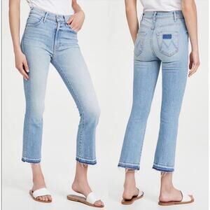 NWT MOTHER SUPERIOR The Hustler Ankle Undone Hem Jeans On My Feet Wash 25